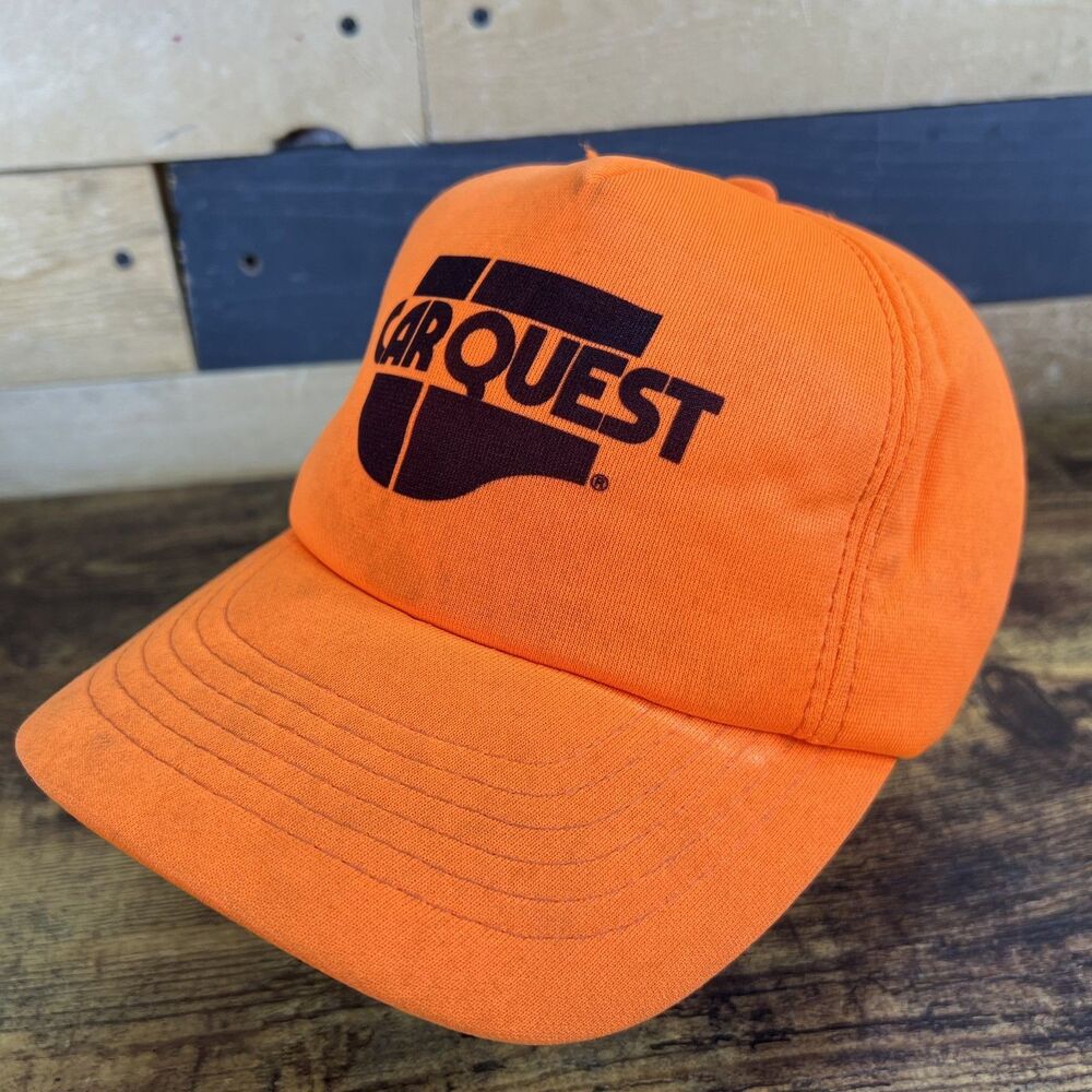 Vintage CarQuest Orange Trucker Hat Snapback Baseball Cap